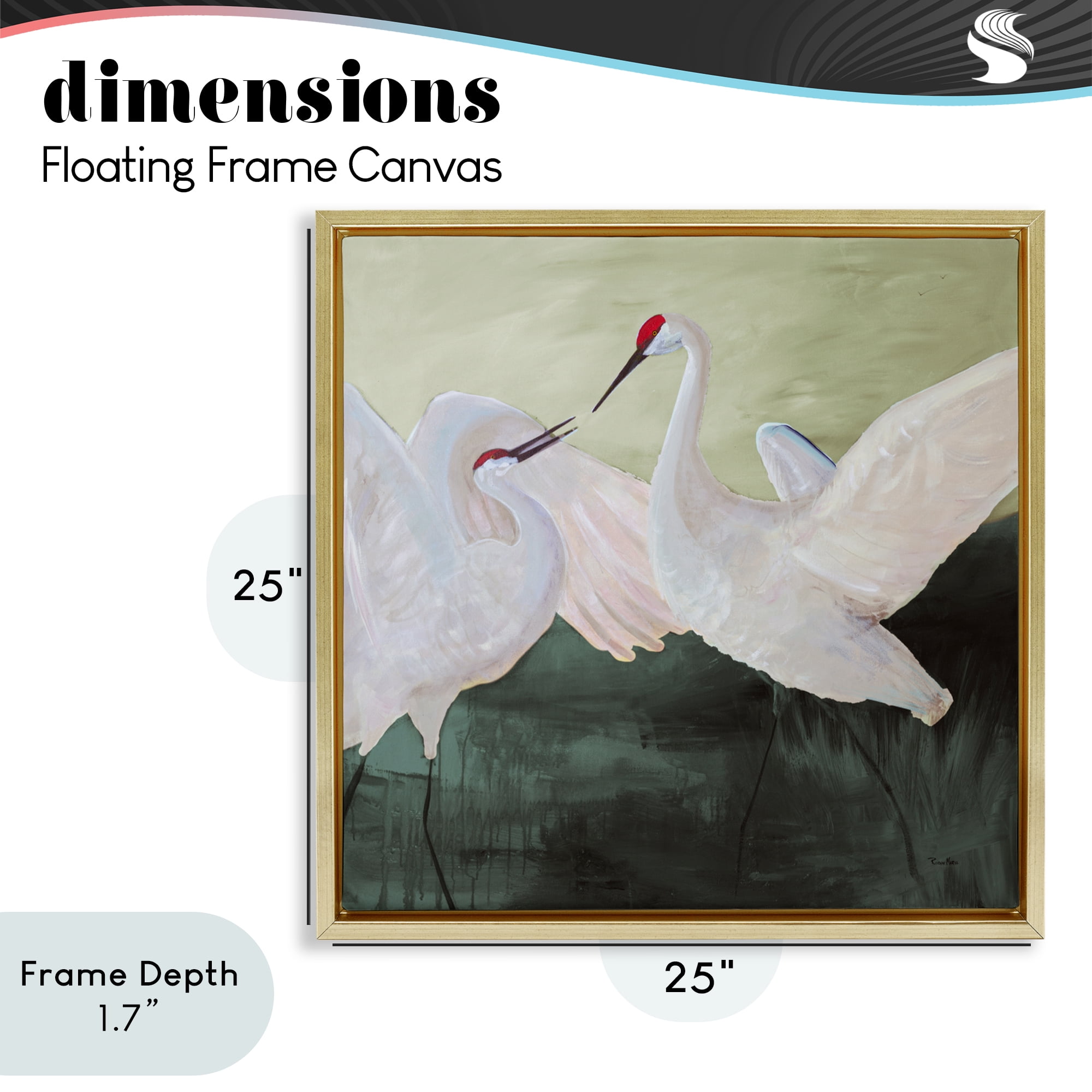 Stupell Industries White Sandhill Cranes Gold Framed Floater Canvas Wall Art, design by Robin Maria