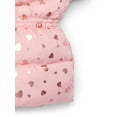 thumbnail image 2 of Pink Platinum Girls Heart Foil Printed Hooded Puffer Jacket with Fleece Lining, Sizes 4-16, 2 of 3