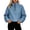 Light Blue, variant on Women Fuzzy Sherpa Plush Quarter Zip Sweatshirt Sevevn Stand Collar Long Sleeve Side Pocket Oversized Warm Casual Pullover Tops