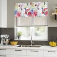 thumbnail image 4 of Blooming Pink Floral Curtain Valances for Windows, Kitchen Valance Window Treatments Panel 2 Pack, Pastoral Chic Flowers Hummingbird Rod Pocket Short Curtains for Bathroom Bedroom 60 x 18 Inch, 4 of 8
