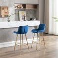 thumbnail image 4 of Blue Velvet Bar Stools-Set of 2,26 Inch Bar Stools for Kitchen Counter Bar Stool,BLUE, 4 of 5