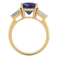 thumbnail image 4 of 3 ctw 3 Stone Anniversary Ring for Women | Cushion Cut Simulated Tanzanite | Hyperallergenic Solid 18K Yellow Gold, 4 of 5