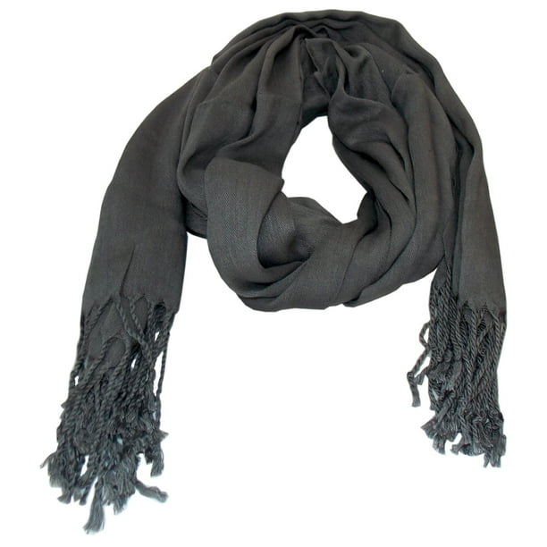 Pashmina larga fina Chal agradable y ligero Mascada elegantes de colores y para cualquier época del año Gris CHIC-FANTASY Bufanda para el cuello
