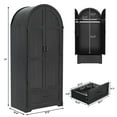 thumbnail image 4 of Arched Wardrobe Closet with LED Sensor Light & Hidden Mirror, Farmhouse Bedroom Armoire with Drawer, 71" Freestanding Closet with Hanging Rod, 4 of 10