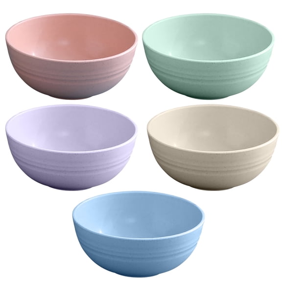 FeiFu Set of Five Small Maize Straw Plastic Bowls Slip Proof Base Colorful Soup Cereal Sammy Snack Bowls Dishware Lightweight Tableware