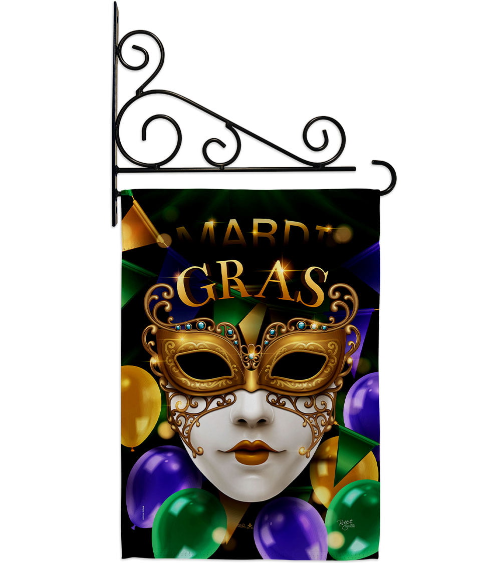 MARDI GRAS FLAG 3' X 5' COMEDY AND TRAGEDY OUTDOOR POLYESTER PURPLE GREEN 