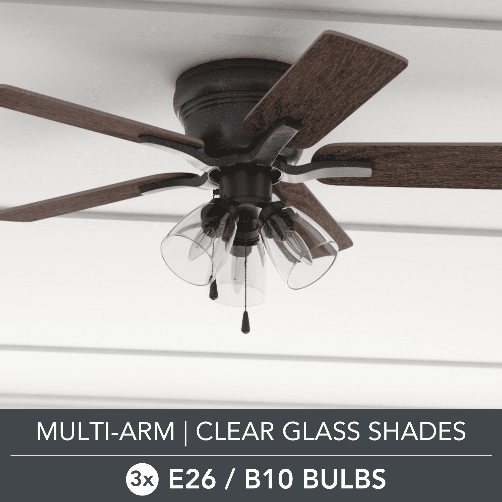 Better Homes & Gardens 42" Black Traditional Indoor Ceiling Fan with Lights, Pull Chain Control & Reverse Airflow