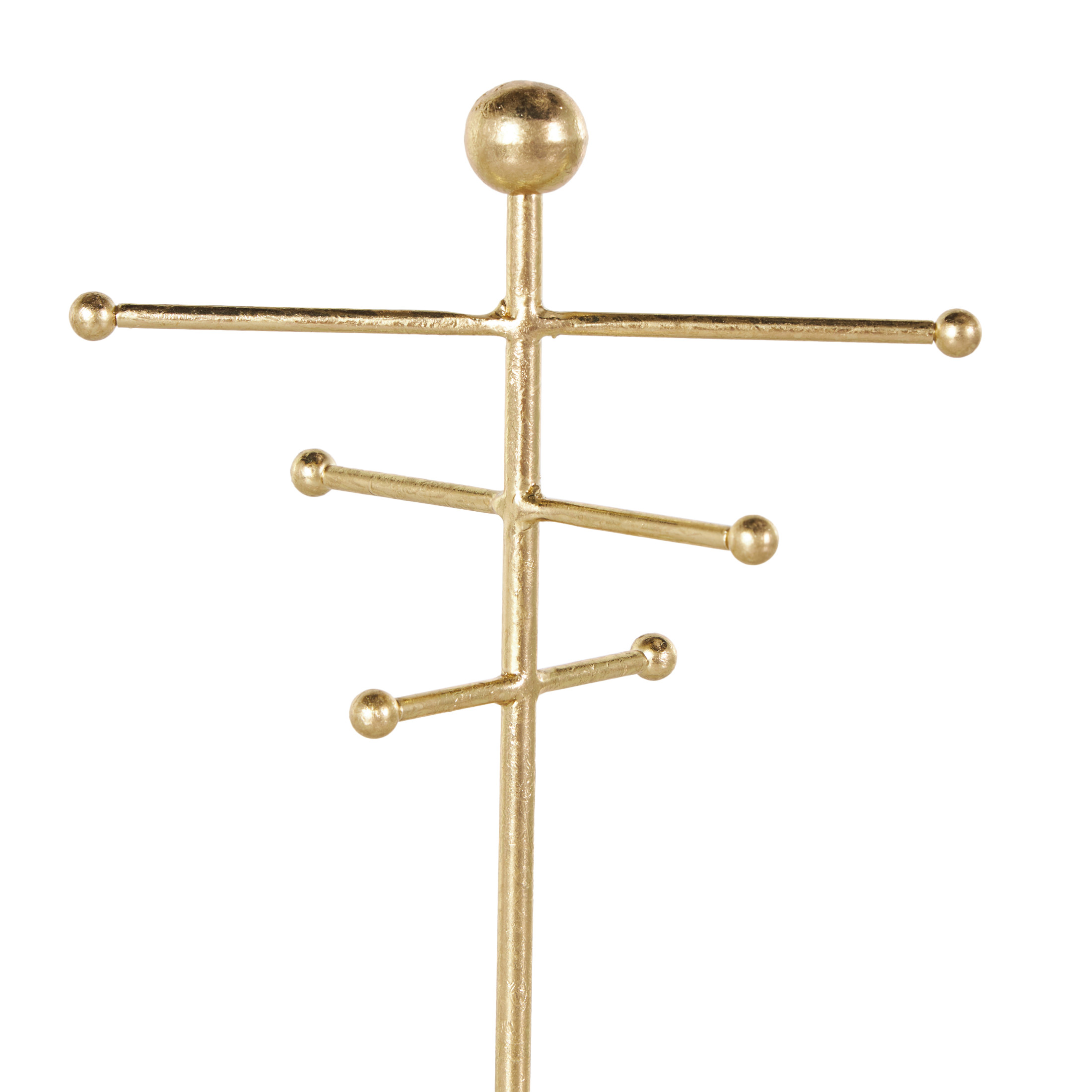 DecMode 4" x 13" Gold Metal 6 Slot Jewelry Stand with White Base, 1-Piece