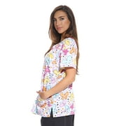 Just Love Women's Scrub Tops (White Butterfly, 1X)