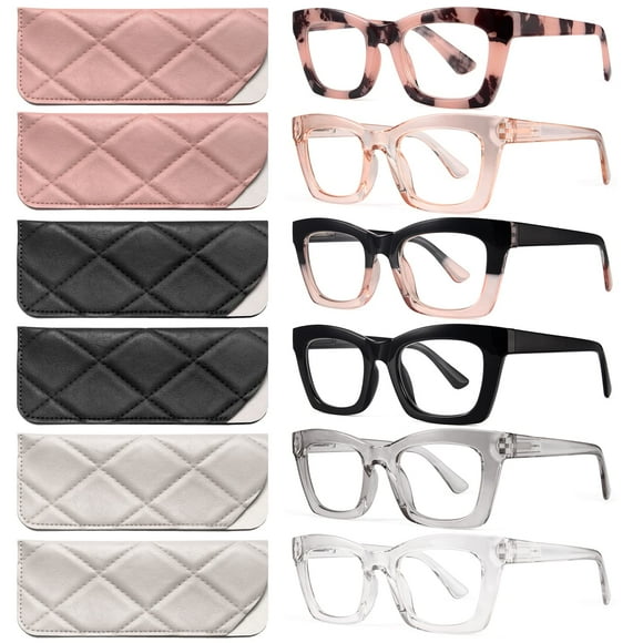 CCVOO Lot de 6 Lunettes de Lecture Oprah pour Femmes, Lunettes, Lunettes Anti-Lumière Bleue pour Femmes, Lunettes pour Ordinateur, Tricheurs