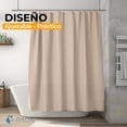 thumbnail image 3 of Cortina de baño Gaon de tela lavable gris con ojillos de aluminio y ganchos, 3 of 5