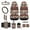 American Tribal Brown Cow Print, variant on Renewold American Tribal Wolf Black Front Car Seat Covers Full Set 12 PCS, with Steering Wheel Seat Belt Center Console Cover Coasters Trash Bin Phone Holder Coaster Rearview Mirror Cover Key Ring
