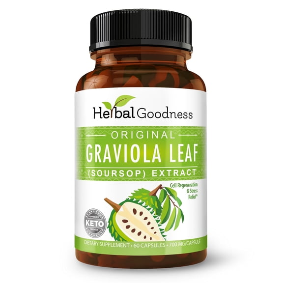 Graviola Soursop Leaf Capsule 60ct/700mg, Organic Guanabana Supplement, Pills, Bitters, Cell Renewal, Herbal Goodness