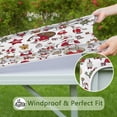 thumbnail image 6 of White Christmas Santa and Character Pattern Square Fitted Tablecloth with Elastic Edge,Square Table Cover,Washable Elastic Table Cover for Home Kitchen Party Decor 36"x36", 6 of 6