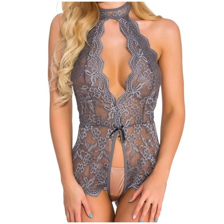 

Up to 50% off! S LUKKC LUKKC Women Sexy Lingerie Lace Gauze Underwear Siamese Bodysuit Babydoll One-Piece Jumpsuit Nightwear Onesie Romper Sleepwear Pajamas Underwear Nightdress Pjs Nightie