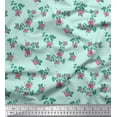 thumbnail image 1 of Soimoi Tissu Crêpe polyester Feuilles & Roses Imprimés Floraux au Mètre 42 Pouces de Large, 1 of 3