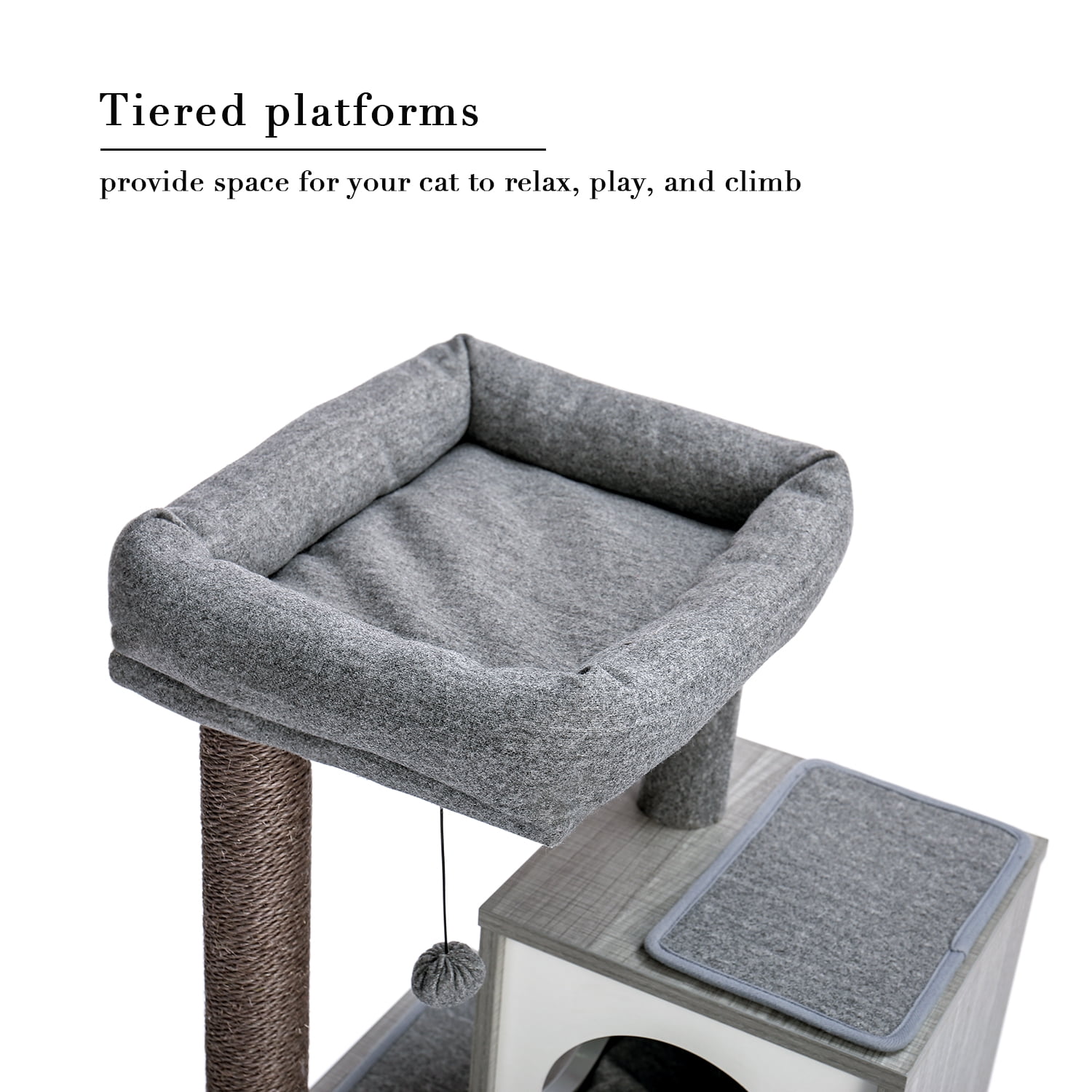 Pefilos 34" Cat Condo for Multiple Cat Tree Houses with Spacious Perch, Cat Tower for Big Cats, Gray Pefilos 34" Cat Condo for Multiple Cat Tree Houses with Spacious Perch, Cat Tower for Big Cats, Gray