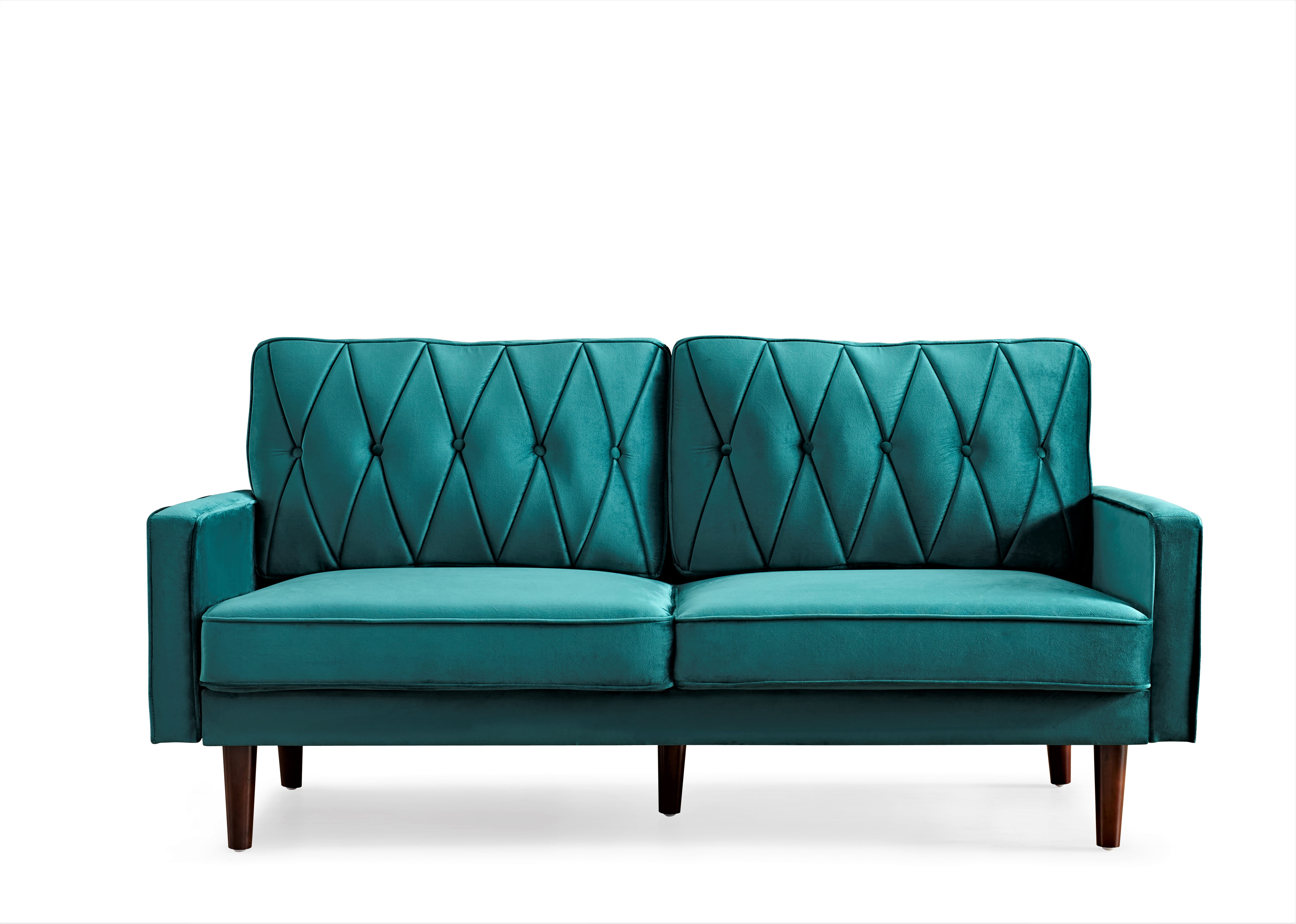 US Pride Furniture Feemster 69.3'' Velvet Square Arm Sofa for Living Room, Green