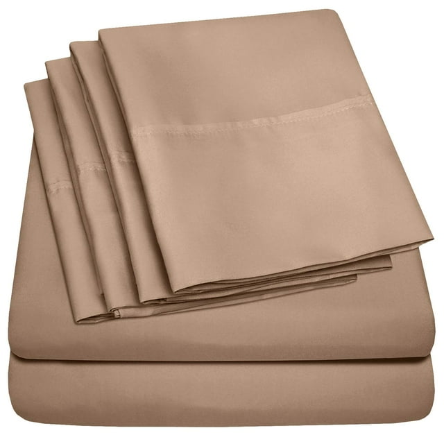 Queen Sheets Taupe - Juego de sábanas Queen de 6 piezas 1500 Supreme Collection de microfibra cepillada fina con bolsillo profundo - 2 fundas de almohada adicionales de gran valor Queen Taupe