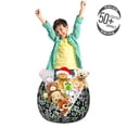 thumbnail image 3 of Hibiscus Storage Toy Bag Chair, Vintage Circular Blots and Flowers Blossoming Tropic Plantation, Stuffed Animal Organizer Washable Bag, Large Size, Charcoal Grey and Multicolor, by Ambesonne, 3 of 3