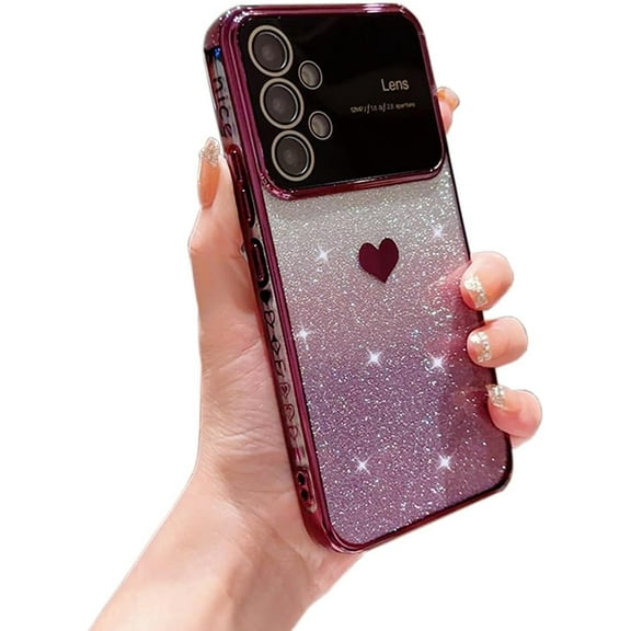 Galaxy A53 5G Case for Women Girls with Integrated Camera Lens Protector Glitter Sparkly Bling Clear Cute Plated Shockproof Protective Cover Phone Case for Samsung Galaxy A53 5G 6.5"-Gold