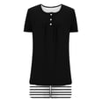 thumbnail image 4 of XuJwPNcy Two Piece Pajama Outfits for Women Short Sleeve Round Neck Button up Sleep Shirts with Striped Shorts Pjs Sets, 4 of 6