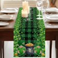 thumbnail image 3 of Table Runners 72 Inches Long Dress Scarves, St. Patrick's Day Farmhouse Kitchen Table Runner, Coffee Tablerunners, Spring Lucky Shamrocks Green Gnomes Plaid 16x72 Inch, 3 of 9