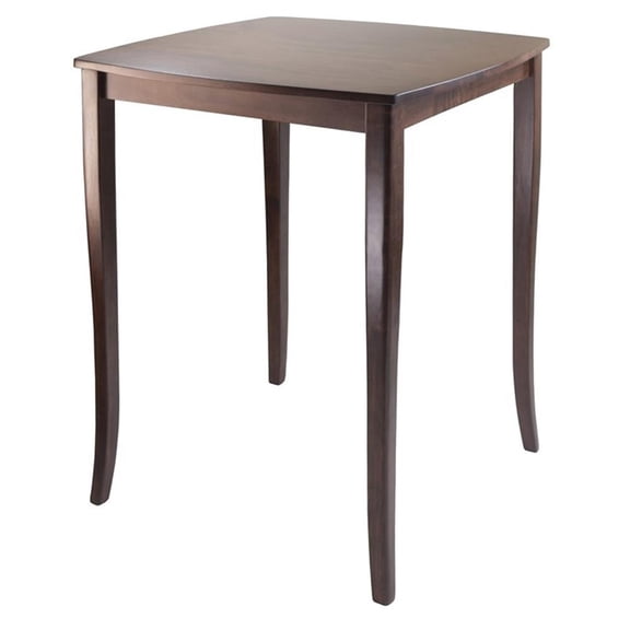 Winsome Inglewood Solid Wood Dining Table with Curved Top in Antique Walnut