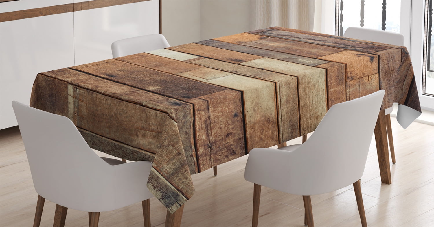 Wooden Tablecloth, Rustic Floor Planks Print Grungy Look Farm House