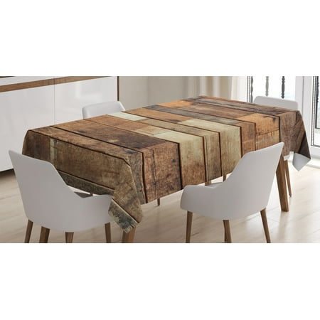 

Wooden Tablecloth Rustic Floor Planks Print Grungy Look Farm House Country Style Walnut Oak Grain Image Rectangular Table Cover for Dining Room Kitchen 60 X 90 Inches Brown by Ambesonne