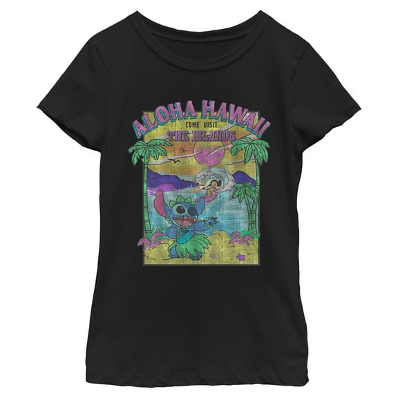 Girls Lilo & Stitch Aloha Hawaii Come Visit the Islands T Shirt