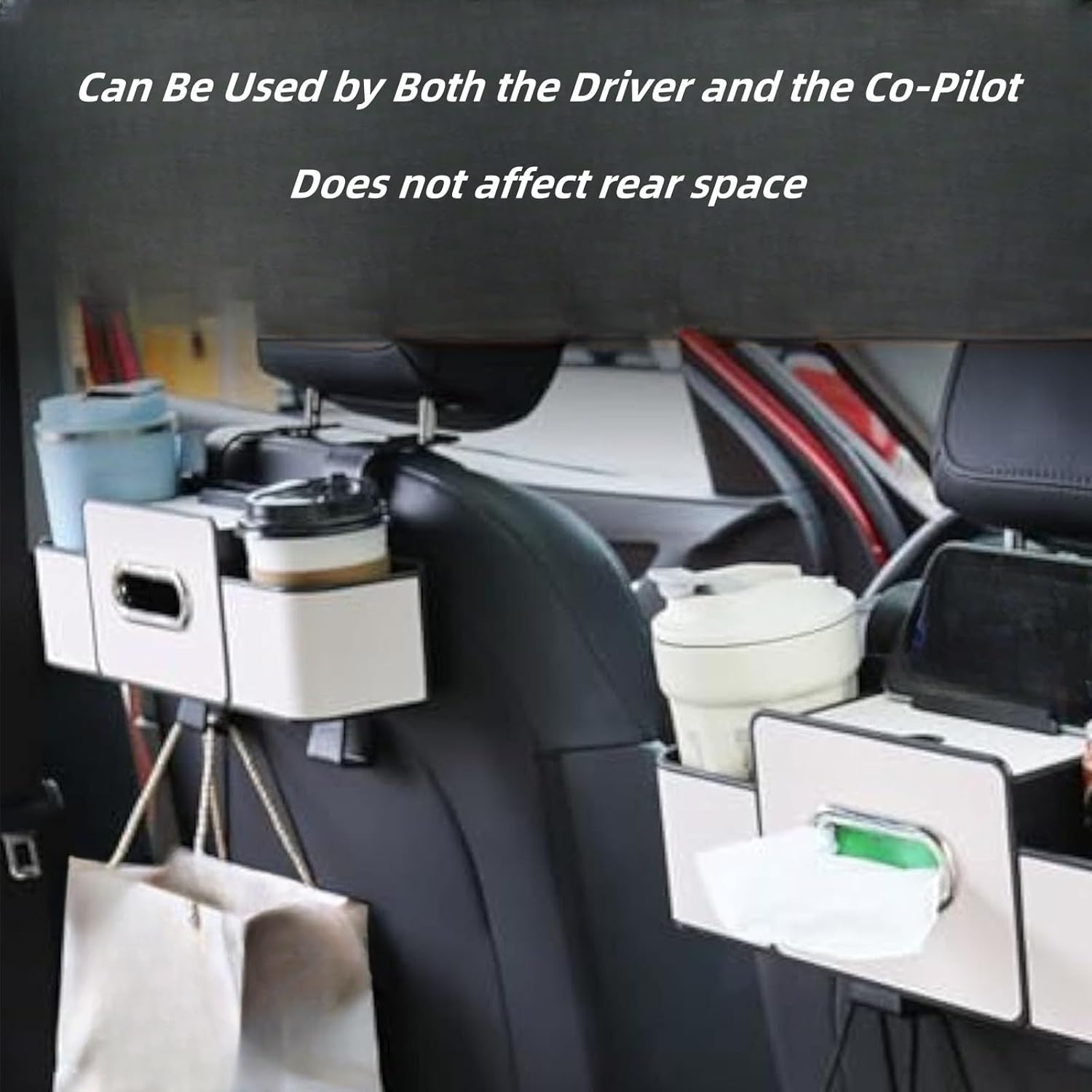 3-in-1 Car Backseat Organizer,Multifunctional Car Seat Back Storage Box,with Drink Cup Holder Tissue Box,for Hold Phone,Snacks, Drinks, Handbag