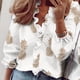 thumbnail image 2 of Qarigey Blusa Estampado Verano Camisa Estampado Verano Manga Larga Cuello V Trabajo Mujer Top Prendas para la parte del cuerpo tipo 4 L, 2 of 6