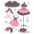 thumbnail image 3 of Heels and Dresses Duvet Cover Set, Boutique Inspired Design Dresses Hangers Cartoon Style, Decorative 3 Piece Bedding Set with 2 Pillow Shams, Queen Size, Pale Pink White Grey, by Ambesonne, 3 of 3