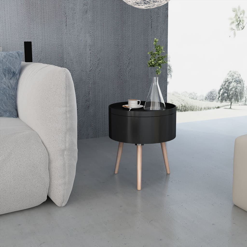 Kepooman Modern Round Side Table with Wood Feet for Living Room, Black Kepooman Modern Round Side Table with Wood Feet for Living Room, Black