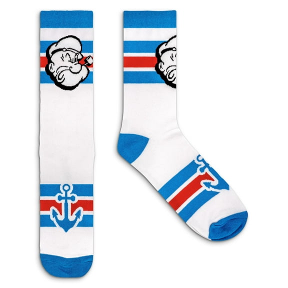 Tee Luv Popeye The Sailor Man Cartoon Character Anchor Crew Socks (Men's)