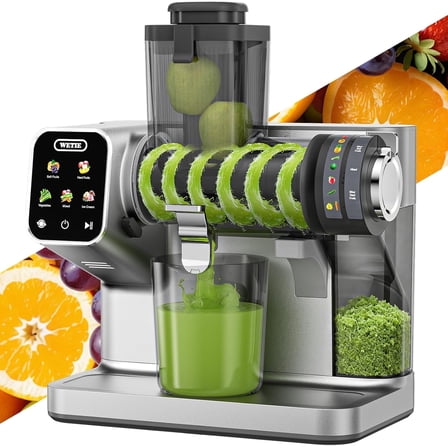 Juicer Machines, Cold Press Juicer w/ Touch Screen, Adjustable Pressure, 99% Juice Yield, 3.54'' Feed Chute Slow Masticating Juicer Maker, Easy to Clean