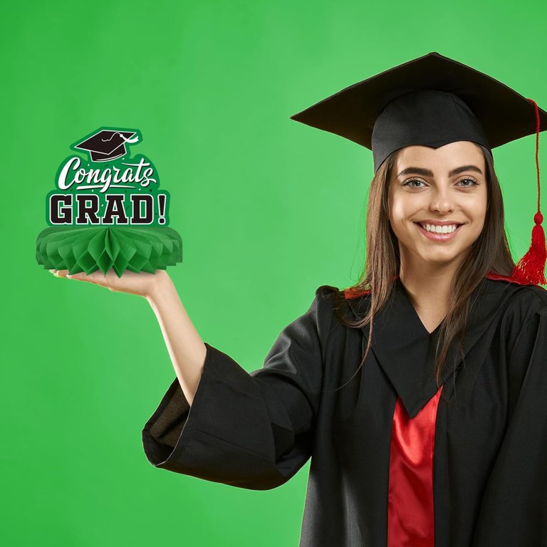 24 Pcs Green Graduation Centerpieces 2023 - Glitter Table Decor Sticks For Graduation Party