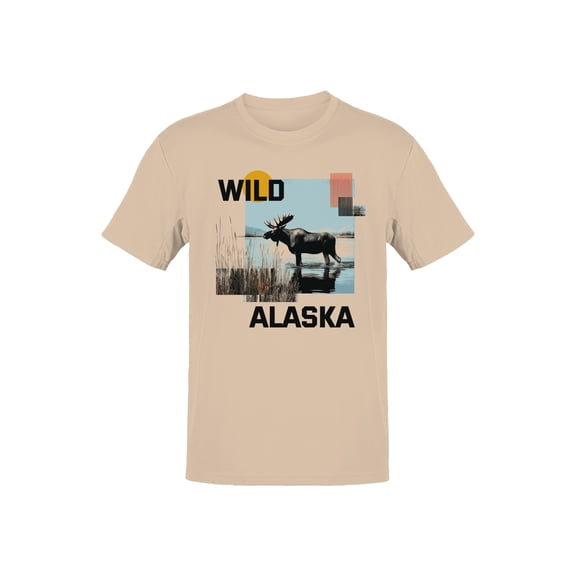 Majestic Wild Alaska Moose Scene Men's Natural T-shirt
