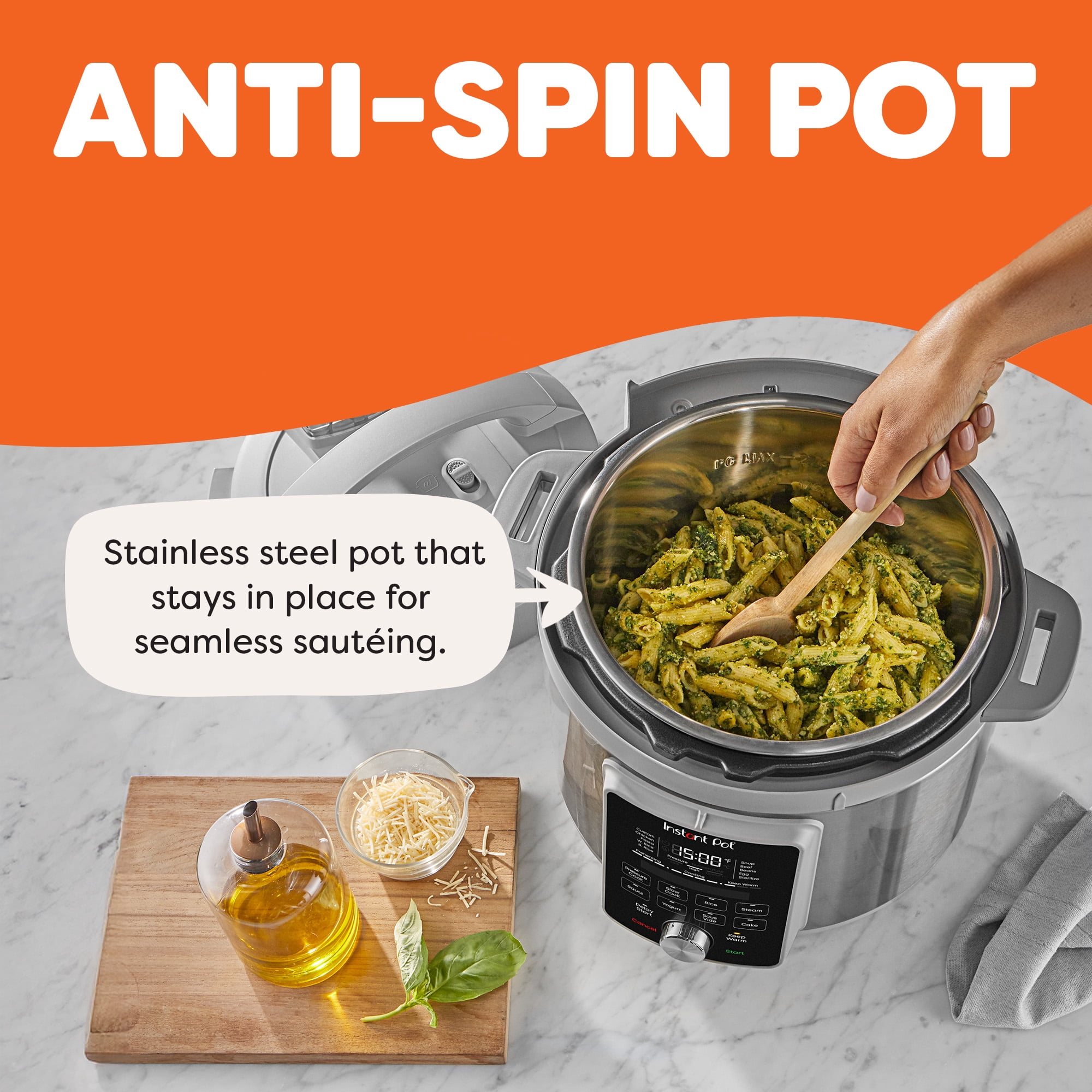 Instant Pot 8Qt Duo Plus 9-in-1 Multi-Cooker with Whisper-Quiet Steam Release, Pressure Cooker, Slow Rice Cooker, Steamer, Sauté, Yogurt Maker, Warmer & Sterilizer, Stainles Steel