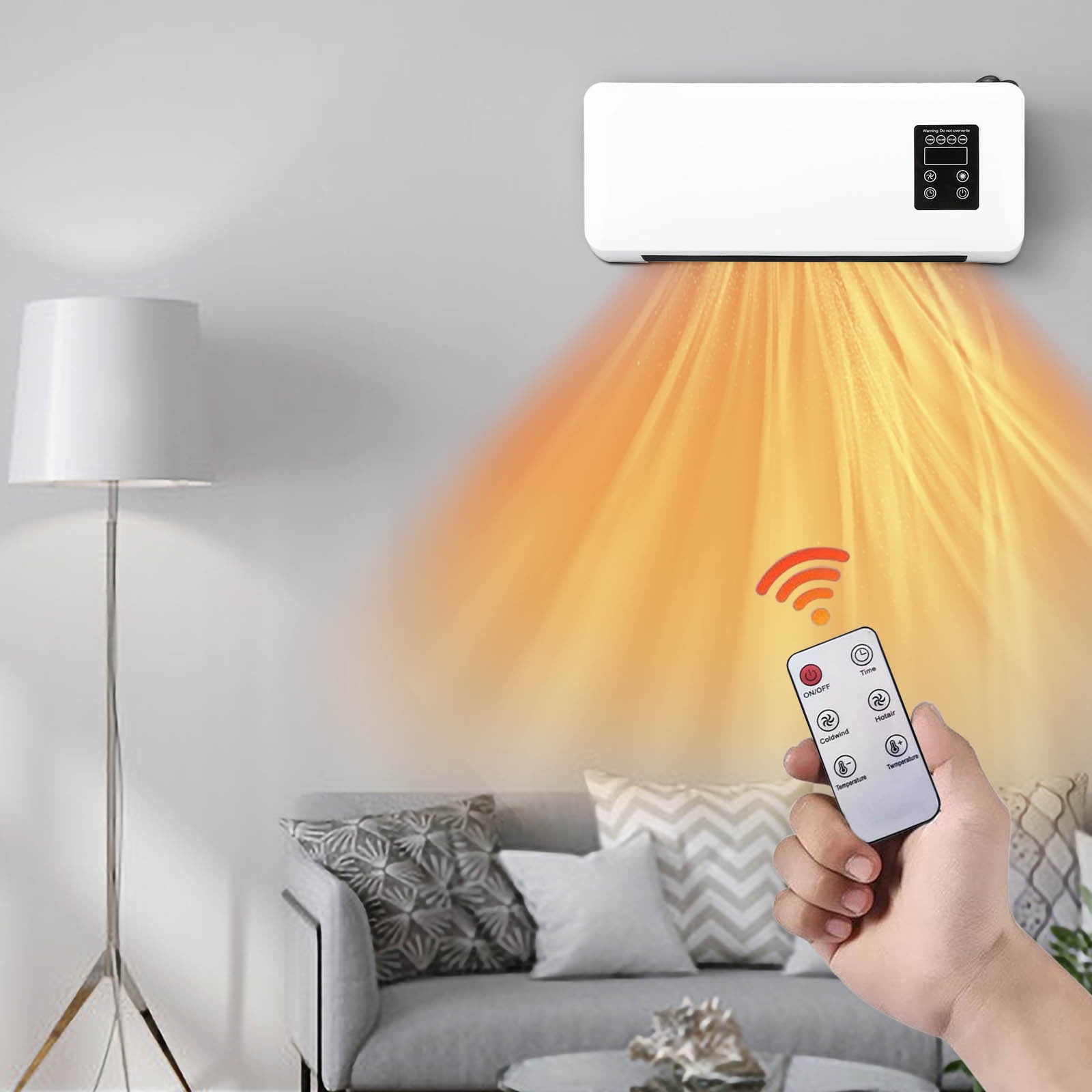 2025 New 2 in 1 Portable Smart Air Conditioner, Mini Wall Mounted Split Heating System/AC Air Conditioner Heater Combo, Mini Smart AC, Air Curtain Fan with Remote Control Home Office (White)