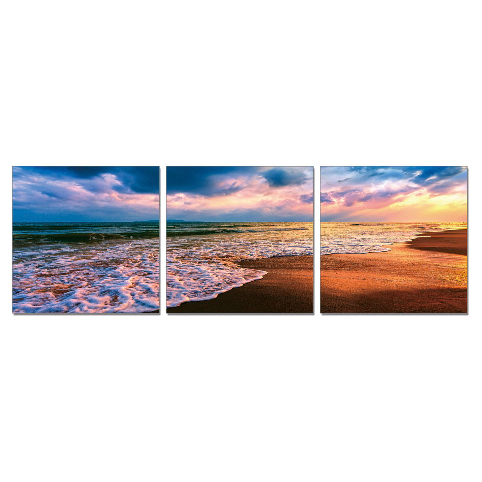Furinno SENIK Beach Sunset 3-Panel MDF Framed Photography Triptych ...