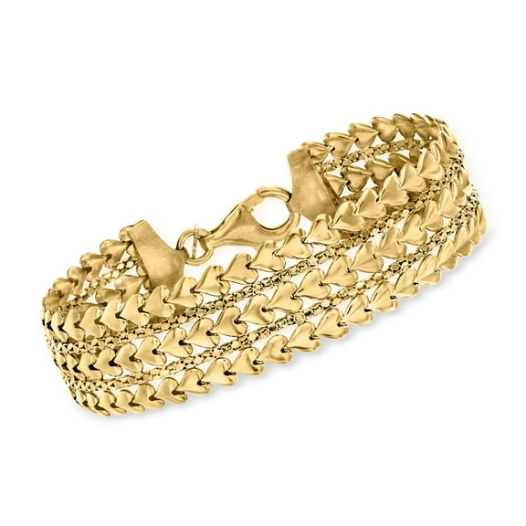Ross-Simons Italian 18kt Gold Over Sterling Multi-Row Heart Bracelet, Women's, Adult