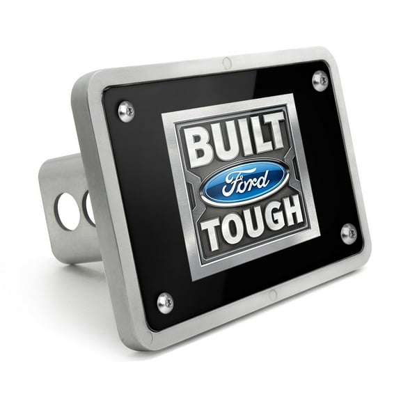 Ford Built Ford Tough UV Graphic Black Plate Billet Aluminum 2 inch Tow Hitch Cover
