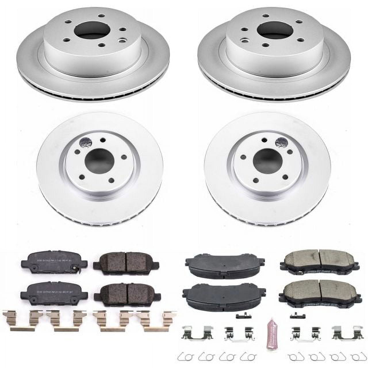 PowerStop Front and Rear Geomet Coated Brake Rotor and Pad Kit Fits: NISSAN Select Models CRK7035