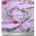 thumbnail image 1 of Soimoi Pink Crepe Silk Fabric Insect,Rose & Wreath Flower Print Fabric by The Yard 42 Inch Wide, 1 of 3