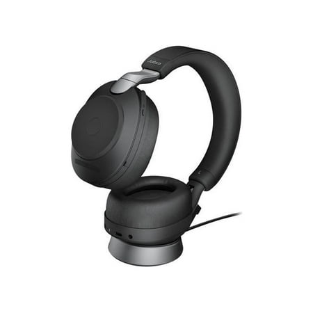 Jabra Evolve2 85 UC Wireless Headphones with Link380c & Charging Stand, Stereo, Black – Wireless Bluetooth Headset for Calls and Music, 37 Hours of Battery Life, Advanced Noise Cancelling Headphones