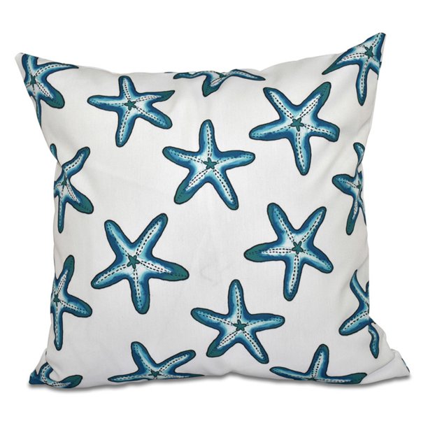 E by Design Beach Vacation Soft Starfish Print Outdoor Pillow Walmart