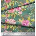thumbnail image 3 of Soimoi Green Cotton Duck Fabric Flower & Leaves Watercolor Print Fabric by Yard 42 Inch Wide, 3 of 3