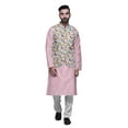 thumbnail image 1 of Atasi Kurta Solid Churidar Pajama & Printed Nehru Jacket Set For Mens Party Wear, 1 of 3